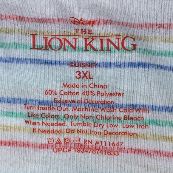 Disney The Lion King Simba Top Short Sleeve Striped Crewneck Front Tie Size 3XL - Picture 9 of 9